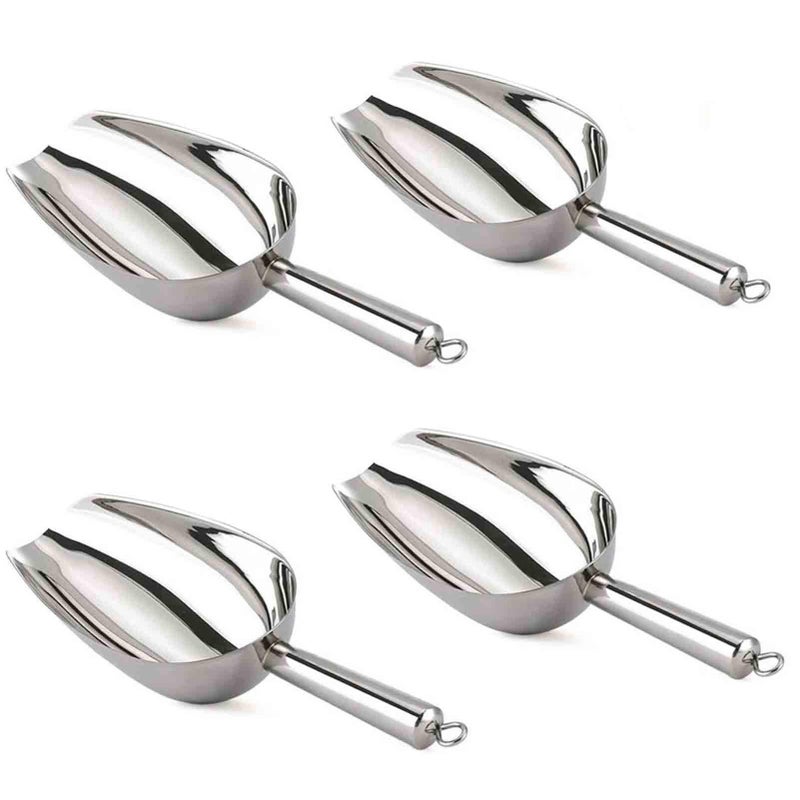 TeamFar Ice Scoop Set of 4, 8 Oz Stainless Steel Utility Metal Scoop for Food Candy Popcorn and More, Healthy & Sturdy, Easy Clean & Dishwasher Safe - Image 1